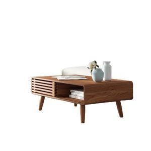 Solid Teak Wood Legs <b>Rectangle</b> <b>Coffee</b> <b>Table</b> Natural Wood Finish <b>Coffee</b> <b>Table</b> with Dual Storage and Door - Product Image 1