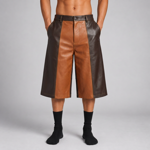 Factory Direct Oversized <b>Leather</b> Jorts Heavyweight PU Finish Oversized <b>Leather</b> <b>Shorts</b> for Boutique Retailers - Product Image 3