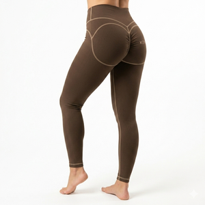 Leggings pour femmes à coutures contrastées, taille haute, pour le sport, le yoga et le fitness, élégants, en Spandex/Nylon, effet ventre plat, avec poches, personnalisables - Product Image 6