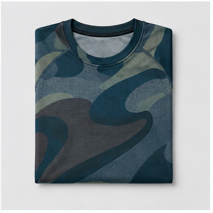 Camiseta de Manga Corta para Hombre con Estampado de Camuflaje Azul Petrol Personalizado, Cuello Redondo, MTS-CAMO-0031 - Product Image 4