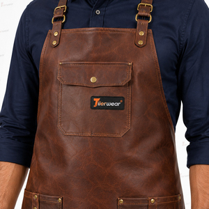 Tablier de soudeur en cuir véritable robuste pour homme, en cuir de vachette pleine fleur, tablier de travail de forgeron, résistant aux flammes, sangles réglables, porte-outils - Product Image 6