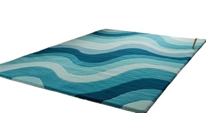 Alfombra de Lana Anudada a Mano Hecha en India, Alfombra de Lana Anudada a Mano de Bajo Precio, Alfombra de Arte Abstracto con Pelo Cortado en Bucle, Compra en Línea - Product Image 2