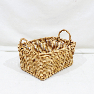Cesta de Almacenamiento Rectangular de Mimbre Natural con Asas, Contenedor Organizador Rústico Multiusos para el Hogar - Product Image 6