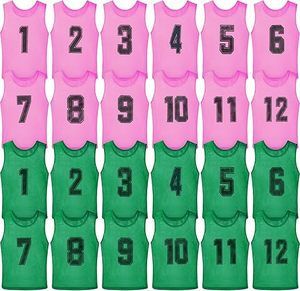Chaleco Deportivo Sublimado Personalizado Unisex para Invierno, Color Rosa y Verde, con Números del 1 al 12, Cuello Redondo, Sin Mangas, de Poliéster, para Adultos - Product Image 1