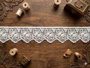 Offre Spéciale – Bordure en dentelle de nylon organza blanc de qualité supérieure – Motif floral ultra-léger avec bord festonné brodé pour - Product Image 1