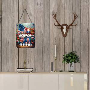 All American Bichon Frise Wall Door Hanging Prints Letrero de metal de aluminio para cocina Decoración para el hogar Placa de puerta delantera 12x16 Multicolor - Product Image 3