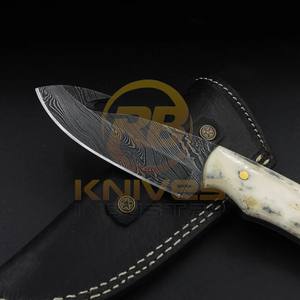 High Quality Handcrafted Damascus Steel Hunting Skinner <b>Knife</b> <b>Bone</b> <b>Handle</b> Outdoor Camping DIY Customizable OEM Service Available - Product Image 3