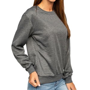 Sweat-shirt décontracté streetwear à épaules tombantes, respirant, écologique, tricoté, à bas prix, pour femme, 100 % coton, col rond - Product Image 5
