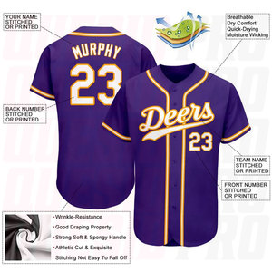 Maillot de baseball authentique personnalisé violet, blanc et or, impression par sublimation, conception de logo personnalisée, personnalisation des couleurs - Product Image 3