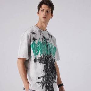 Camiseta de Manga Corta Gris para Hombre ObraNoid con Logotipo Verde y Estampado Espacial, Estilo Urbano, Corte Regular, Cuello Redondo, Jersey de Algodón - Product Image 4