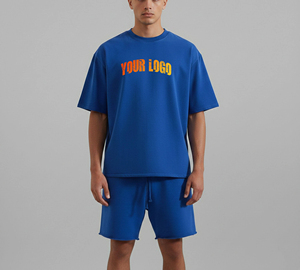 Conjunto de Dos Piezas de Verano con Patrón de Letras Tejidas, Camiseta de Manga Corta Transpirable de Secado Rápido y Pantalones Cortos - Product Image 4