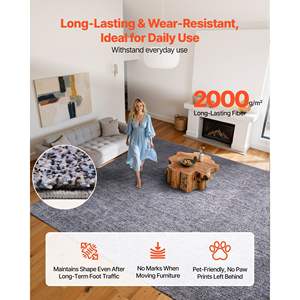 Alfombras de Interior Azul Grisáceo de 9 x 12 Pies, Felpa, Gruesas, Duraderas, de Pelo Alto, Resistentes al Tráfico Intenso, Antideslizantes, de Pelo Largo - Product Image 3