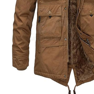 Parka d'hiver imperméable pour homme avec capuche en fausse fourrure, manteau robuste coupe-vent pour homme avec capuche en fausse fourrure - Product Image 5