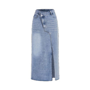Wholesale <b>womens</b> <b>blue</b> <b>jean</b> mini skirt custom supplier for boutiques US summer collections OEM bulk US - Product Image 3
