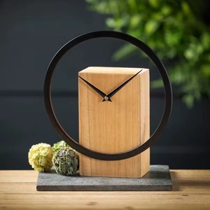 Reloj de Escritorio Minimalista de Madera, Rectangular, Movimiento de Cuarzo, Visualización de Agujas, Silencioso, Sin Tictac, Diseño Moderno - Product Image 3