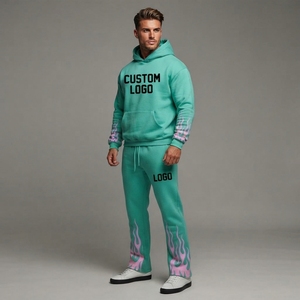 High Quality Flared Tracksuit Custom logo Streetwear Long Sleeve <b>Plain</b> <b>Hoodies</b> Flare Tracksuit for Men - Product Image 1