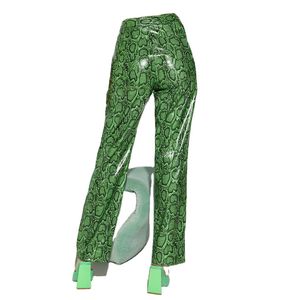 Pantalon en cuir mi-long décontracté pour femme de haute qualité, élégant et respirant avec logo à la taille - Product Image 2