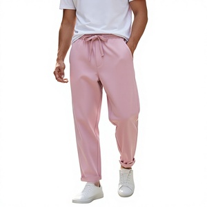 PRO ENTERPRISES Pantalon de survêtement rose pour homme, antistatique, taille haute élastique, léger, en coton tricoté, style décontracté HIGH STREET, automne - Product Image 6