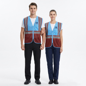 Chaleco de seguridad profesional de malla transpirable en diseño azul y burdeos, proveedor y fabricante de Pakistán - Product Image 1
