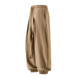 Men Loose Harem <b>Jogger</b> Pants Extra Long Drawstring Elastic Waist Side Pockets <b>Cuffed</b> Ankle Street Casual Work Trousers - Product Image 5