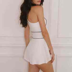 Vibrant Athletic Cooling Breathable Flexible Spandex Nylon Trendy Fashion Victory <b>Skirt</b> Top Women Tennis Uniform - Product Image 3