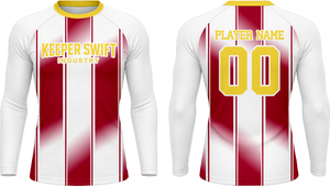 เสื้อแรชการ์ดออกกำลังกายผู้ชาย ดีไซน์ล่าสุด สีแดง แขนยาว พร้อมโลโก้แบบกำหนดเอง - Product Image 1