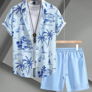 Men's Casual Beech Wear Summer Shirt 300 Grams Breathable Quick Dry Eco-Friendly Short Sleeve Floral Print Design 100% Polyest - Product Image 2