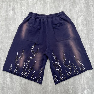 Shorts Homme Streetwear Hip Hop Personnalisés avec Strass Diamants, Taille Haute et Cordon de Serrage, Coton/Polyester – Vente en Gros Votre Modèle - Product Image 3