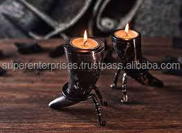Buffalo Cow & Ox Horn Votive Candle Stick Holder hecho a mano en relieve estilo INS para hoteles restaurantes y Decoración de cumpleaños del hogar - Product Image 3