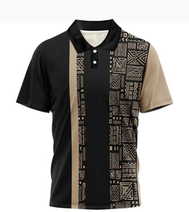 Men's Black Beige Geometric Print 100% Cotton Moisture Wicking Sport Casual Shirt Short Sleeve Turn-<b>down</b> Collar All Seasons - Product Image 1