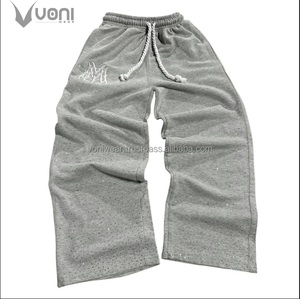 Ropa de calle personalizable para hombre, chándal, sudadera con cremallera desgastada, pantalones de chándal acampanados, conjunto de invierno, diamantes de imitación coloridos de talla grande - Product Image 6