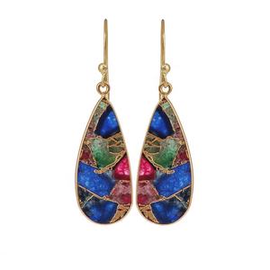 Boucles d'oreilles pendantes plaquées or Mohave Jade mixte Collection de bijoux Design poire Cadeau parfait pour soeur - Product Image 1