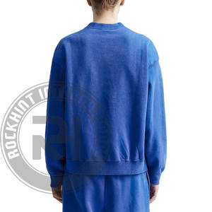 Sudadera de algodón polar grueso con logo personalizado, estilo urbano, venta al por mayor, cuello redondo oversize, en blanco, negro y camel - Product Image 4