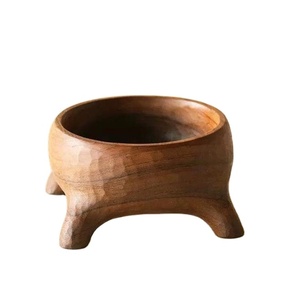 ชามไม้แบบวางเท้าทำด้วยมือพร้อมขาตั้งสำหรับเสิร์ฟผลไม้หรือของตกแต่งบ้านชามไม้เครื่องครัวแบบชนบท - Product Image 1