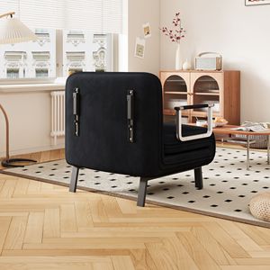 31.5\" Convertible Chair <b>Bed</b> Tri Fold <b>Sofa</b> with Adjustable Backrest Pillow Leisure Chaise Lounge Couch Durable Steel <b>Frame</b> - Product Image 6