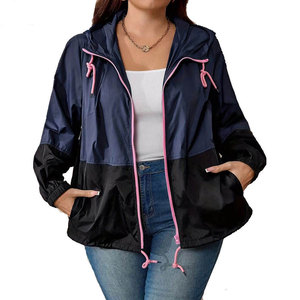 OEM/ODM Women Hooded Windbreaker <b>Jacket</b> Color Panel Full Zipper Outdoor Streetwear Style Women Nylon Windbreaker <b>Jackets</b> - Product Image 4