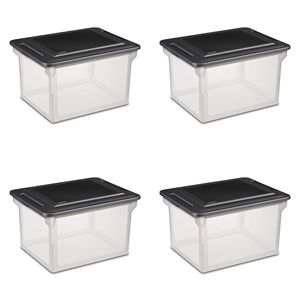 Clear Plastic Storage Bins with Black Lids Letter/Legal <b>File</b> <b>Boxes</b> 4-Pack - Product Image 1