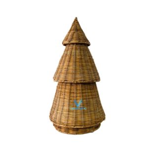 Vietrustic Hot Selling Handwoven Rustic Style <b>Christmas</b> Pine Tree Natural Rattan Eco Friendly Customizable Size Decoration Decor - Product Image 5