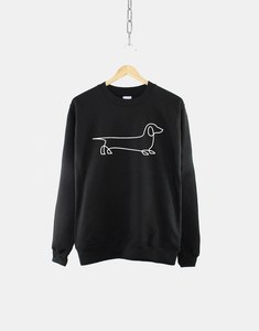 Sudadera Minimalista con Estampado de Perro Salchicha, Sudadera Premium de Cuello Redondo, Felpa de Algodón, Estilo Casual Urbano, Personalizable OEM - Product Image 1