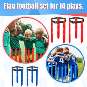 Ensemble de flag football avec ceintures réglables, ensemble de flag football avec 14 ceintures et drapeaux pour jeunes et adultes, design élégant - Product Image 6
