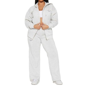 Ensemble de survêtement sportif pour femme, personnalisé, 2 en 1, en coton tricoté écologique, teint en pièce, comprenant un sweat à capuche et un pantalon de jogging, qualité supérieure - Product Image 6