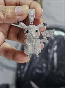 Porte-clés Pikachu Pokémon, pendentif en argent 925, pendentif personnage de dessin animé, figurine mignonne Psyduck Squirtle, pendentif pour sac à dos - Product Image 3