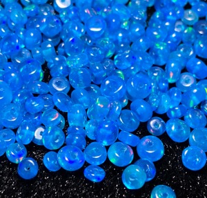 Perles d'opale naturelle de Paraïba fumée traitée, 3-5 mm, opale Welo d'Éthiopie, perles de pierres précieuses lisses en forme de rondelle percées - Product Image 5