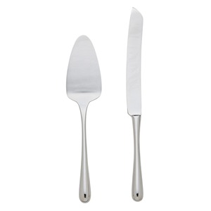 Gold Cake Server and Knife Set 2-Piece Metal Serving Tools with White Handles - Product Image 2