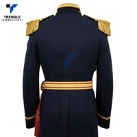 Manteau de cérémonie unisexe sur mesure avec bordure tressée dorée en mélange laine/polyester pour événements et spectacles