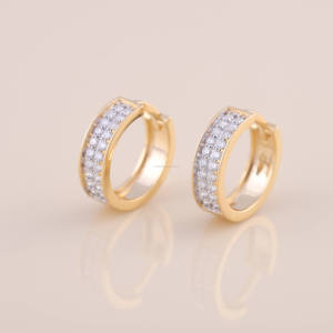 Designer Inspired Pave Hoop Earrings With Cubic Zirconia Stones Luxury Women Jewelry Collection - Product Image 1