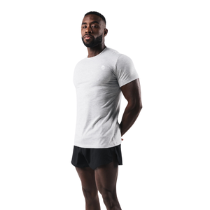 Chemise à manches courtes pour homme en coton gris chiné confortable et de qualité supérieure, idéale pour les tenues décontractées, la gym et les vêtements de sport tendance, vente en gros - Product Image 4