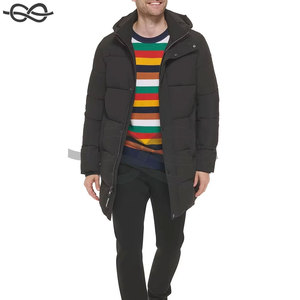 Men's Casual Winter <b>Coat</b> Long Stretch Puffer Jacket Stand Collar Water-Resistant Lightweight Warm Sleek Design Adjustable Hood - Product Image 4
