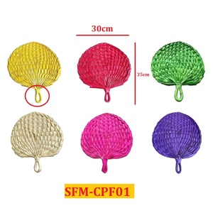 Éventails traditionnels vietnamiens en feuilles de palmier pour mariage, décoration de la maison, faits à la main, 100% bambou, artisanat tissé, multicolores - Product Image 1