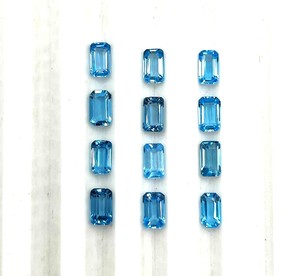 Topacio Azul Natural, Corte Octogonal, Facetado, Piedras Sueltas de 4MM y 6MM, Calibradas, Certificadas por Terceros, Venta al Por Mayor de Joyería - Product Image 1